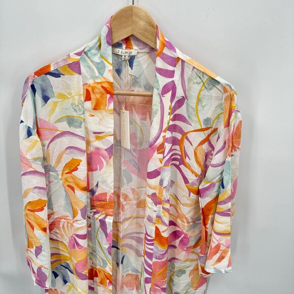 Z SUPPLY NWT Evereve Palm Multicolor Kimono Wrap // XS - Picture 6 of 14
